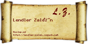 Lendler Zalán névjegykártya